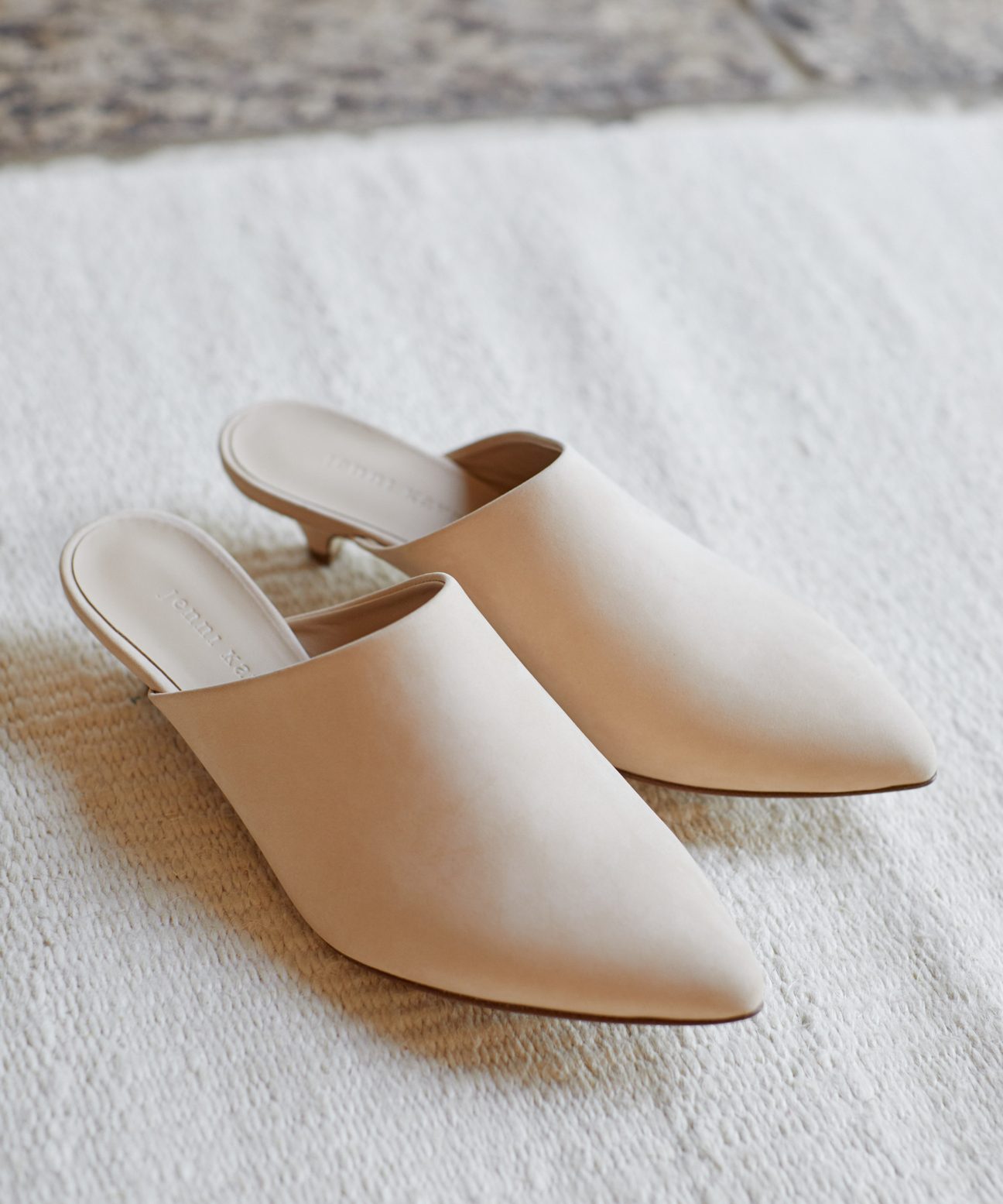 leather kitten heel mules