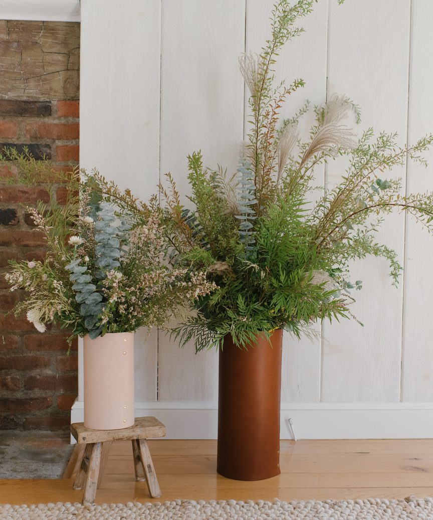 Large Leather Rivet Vase