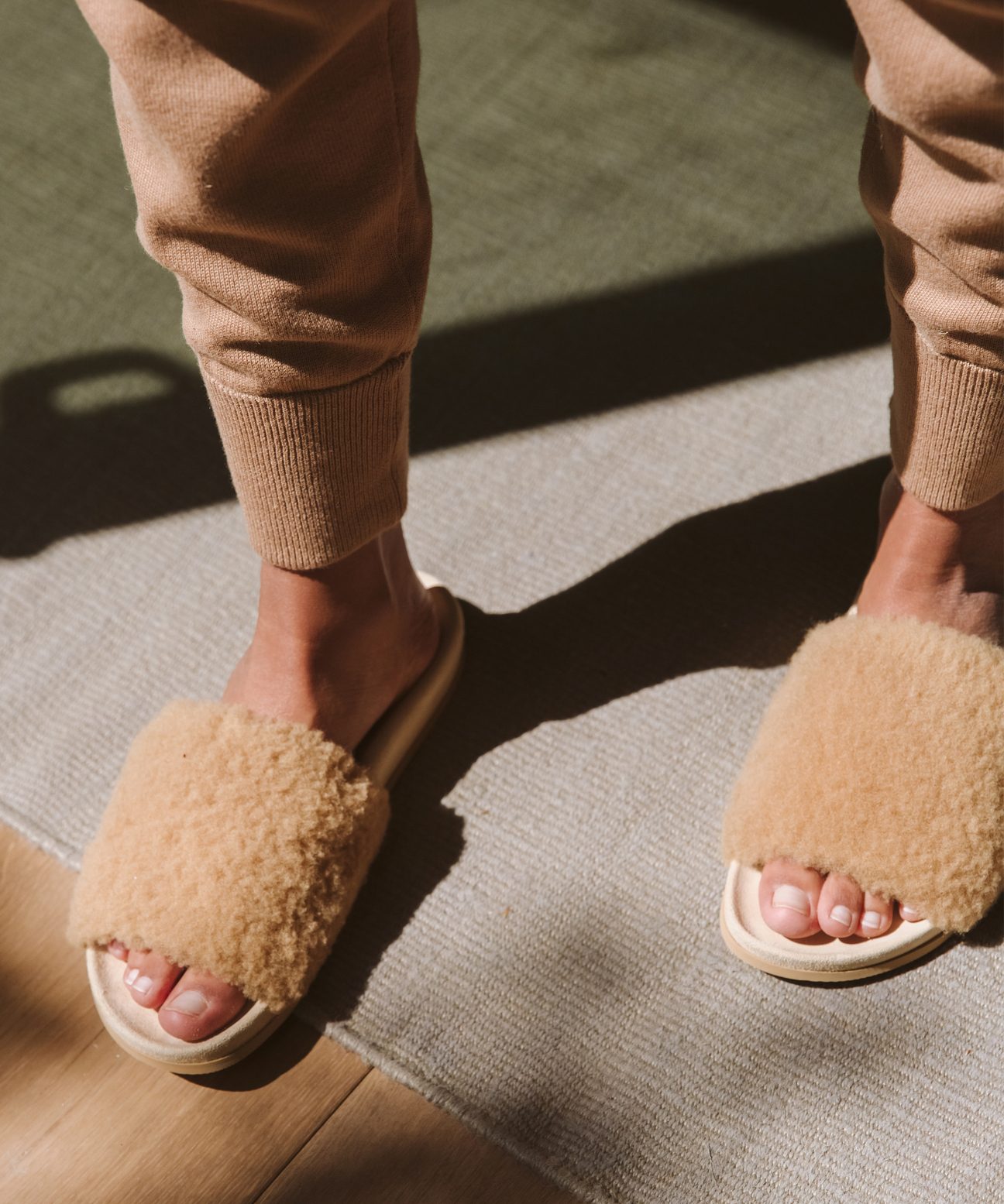 Designer Shearling Slides