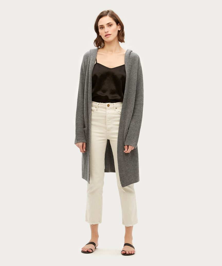 Waffle Hooded Sweater Coat