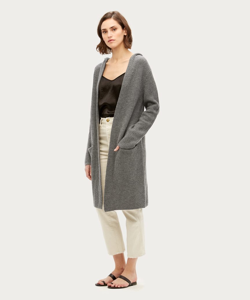 Waffle Hooded Sweater Coat