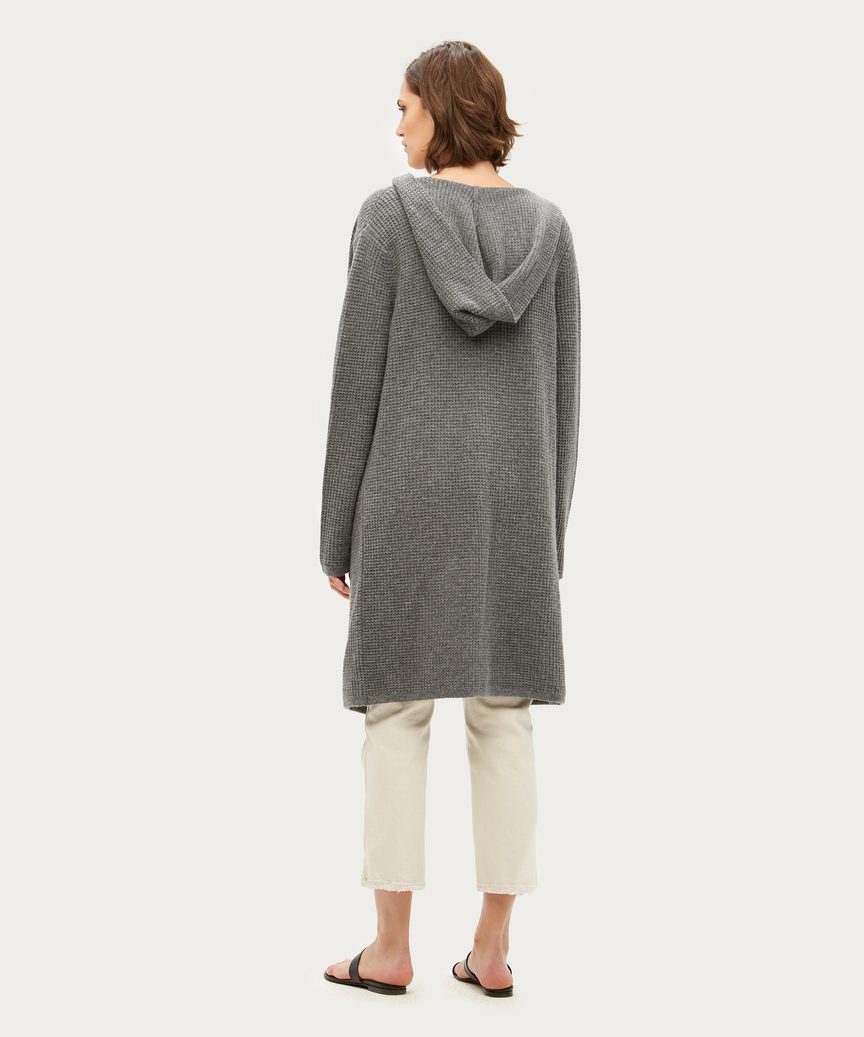 Waffle Hooded Sweater Coat
