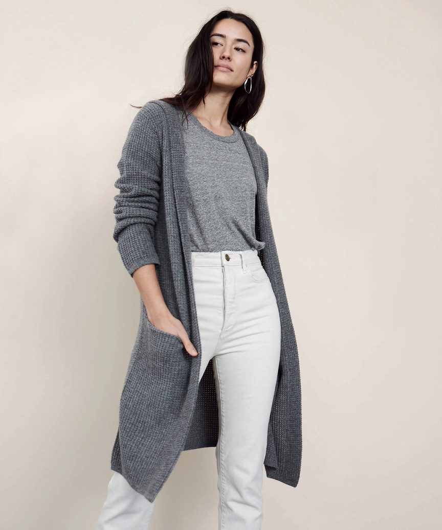 Waffle Hooded Sweater Coat