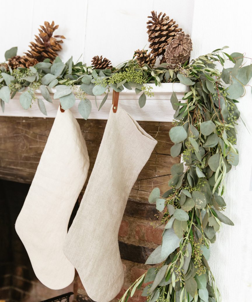 Linen Holiday Stocking