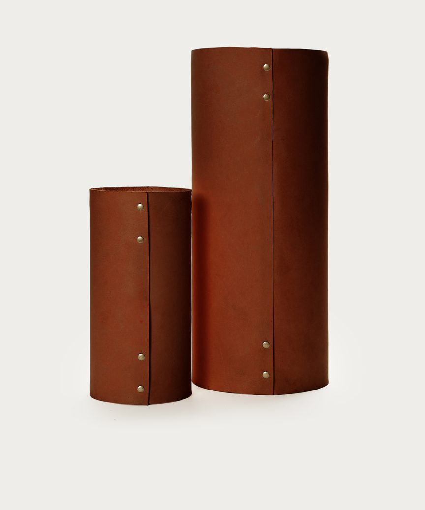 Large Leather Rivet Vase
