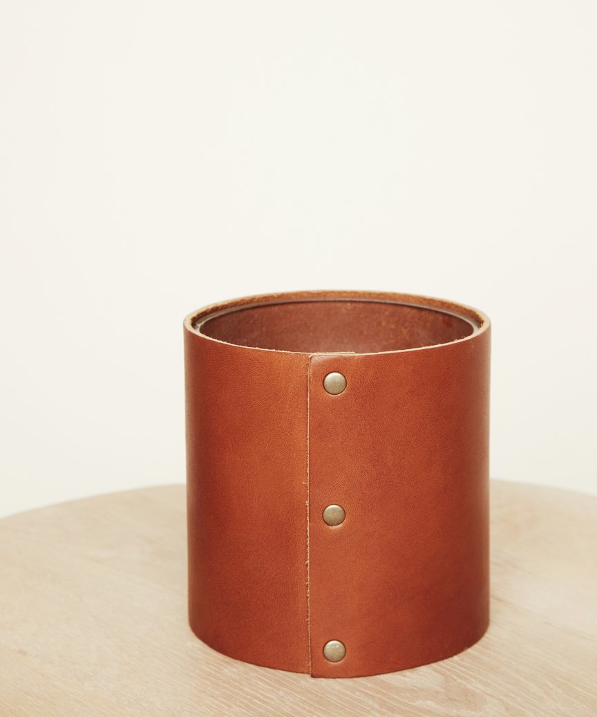 Small Leather Rivet Vase