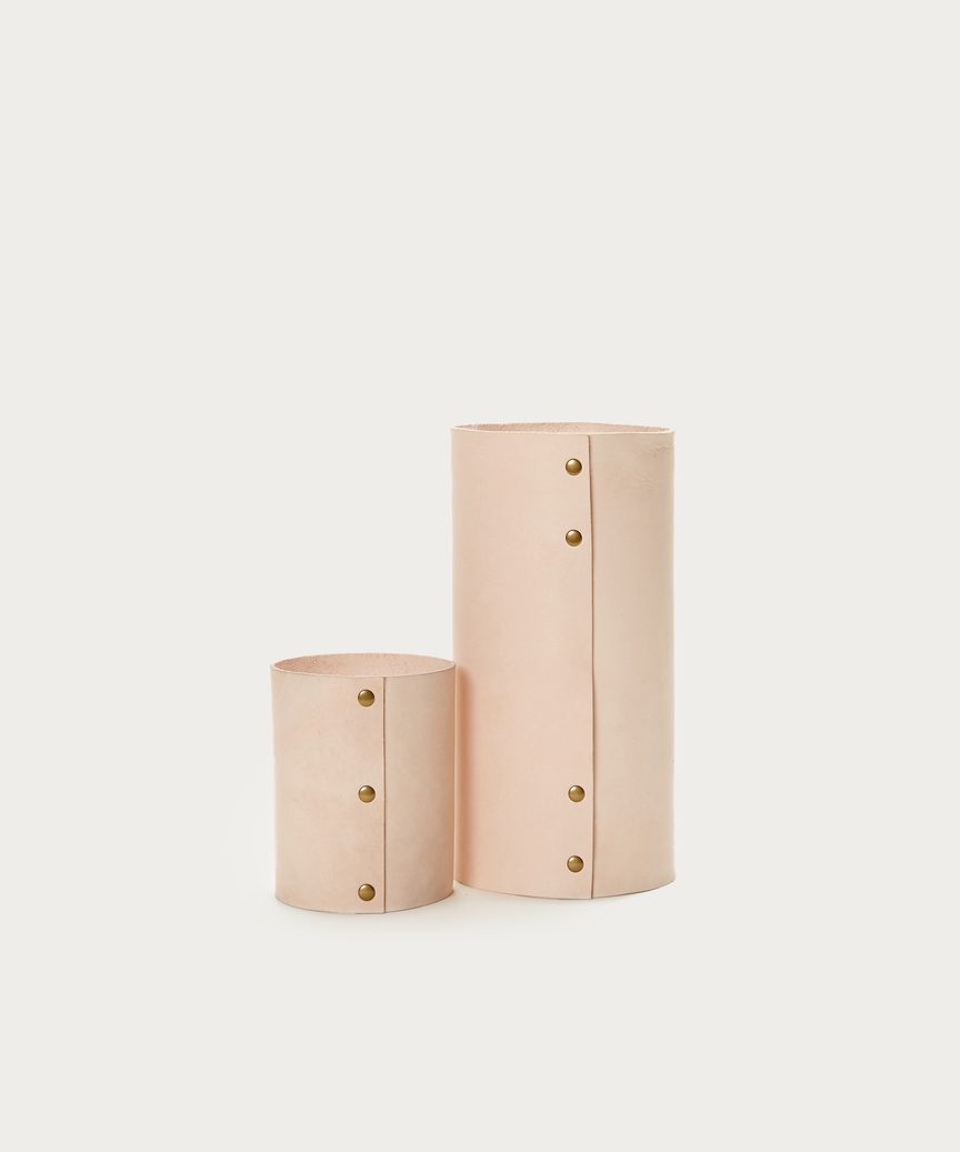 Medium Leather Rivet Vase