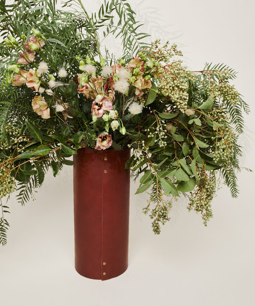 Large Leather Rivet Vase