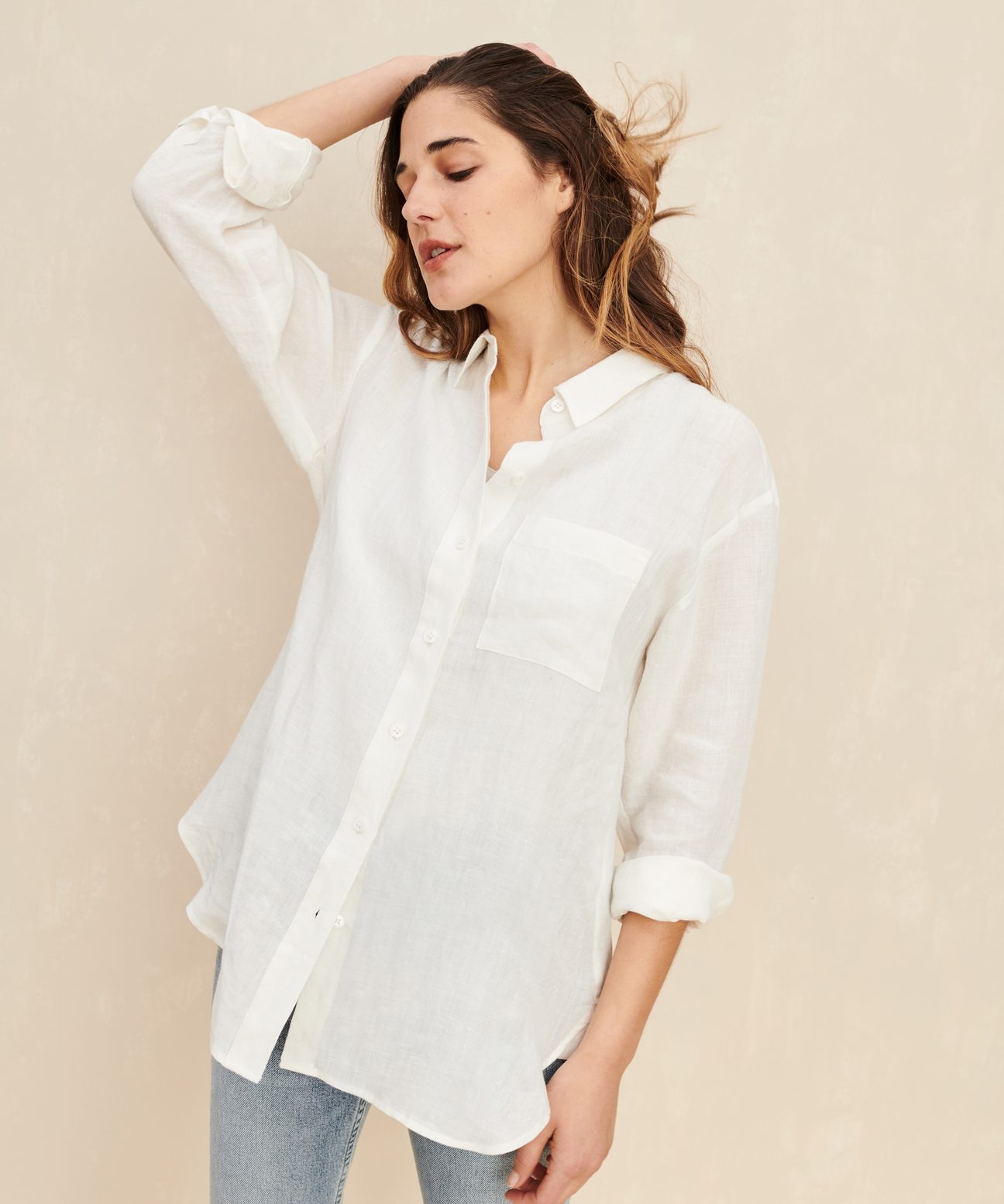 gap boyfriend shirt linen