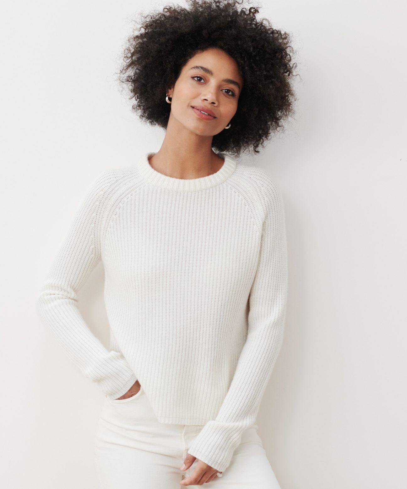 Cashmere Fisherman Sweater - Ivory | Jenni Kayne