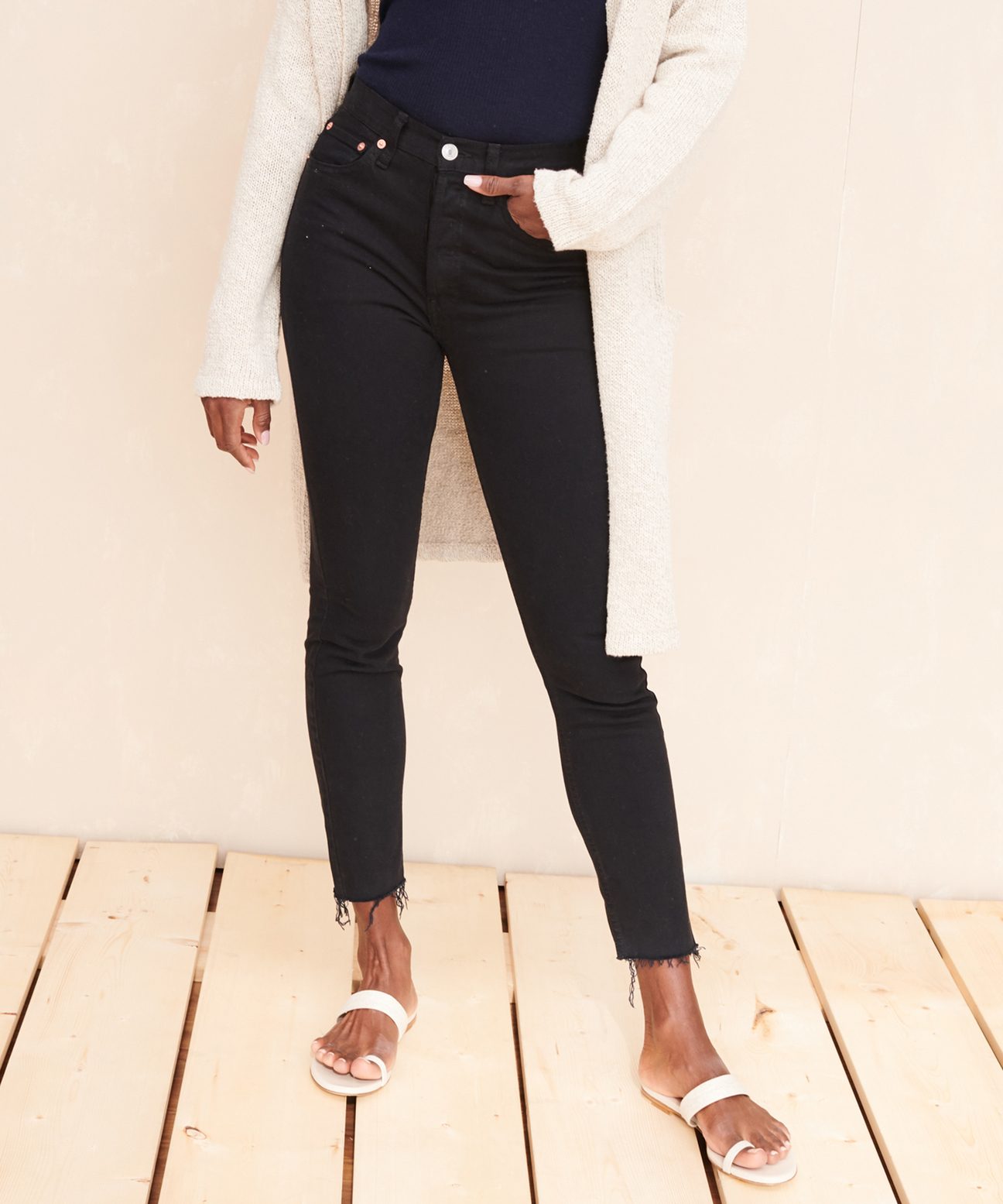 high rise ankle crop jeans