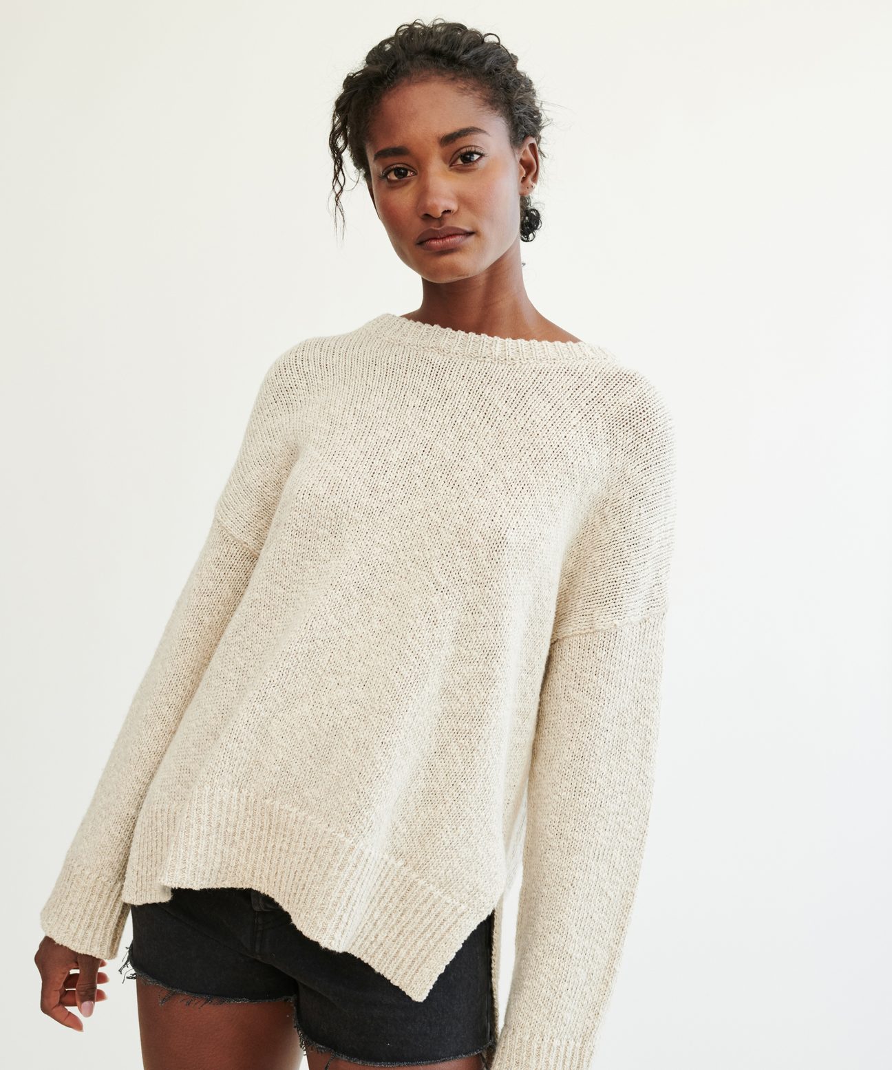 Cotton Linen Boyfriend Sweater - Natural | Jenni Kayne