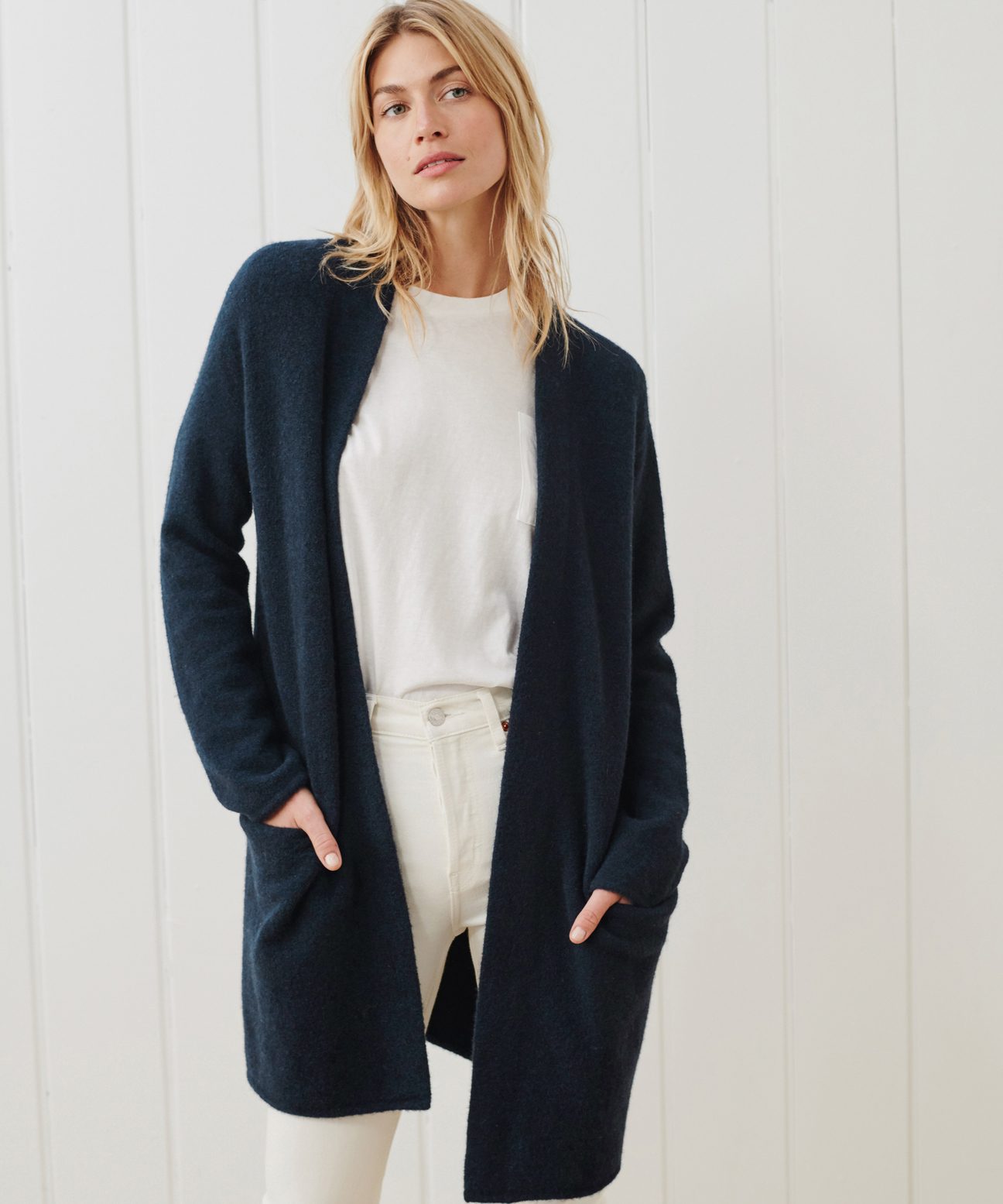Navy sweater coat clearance