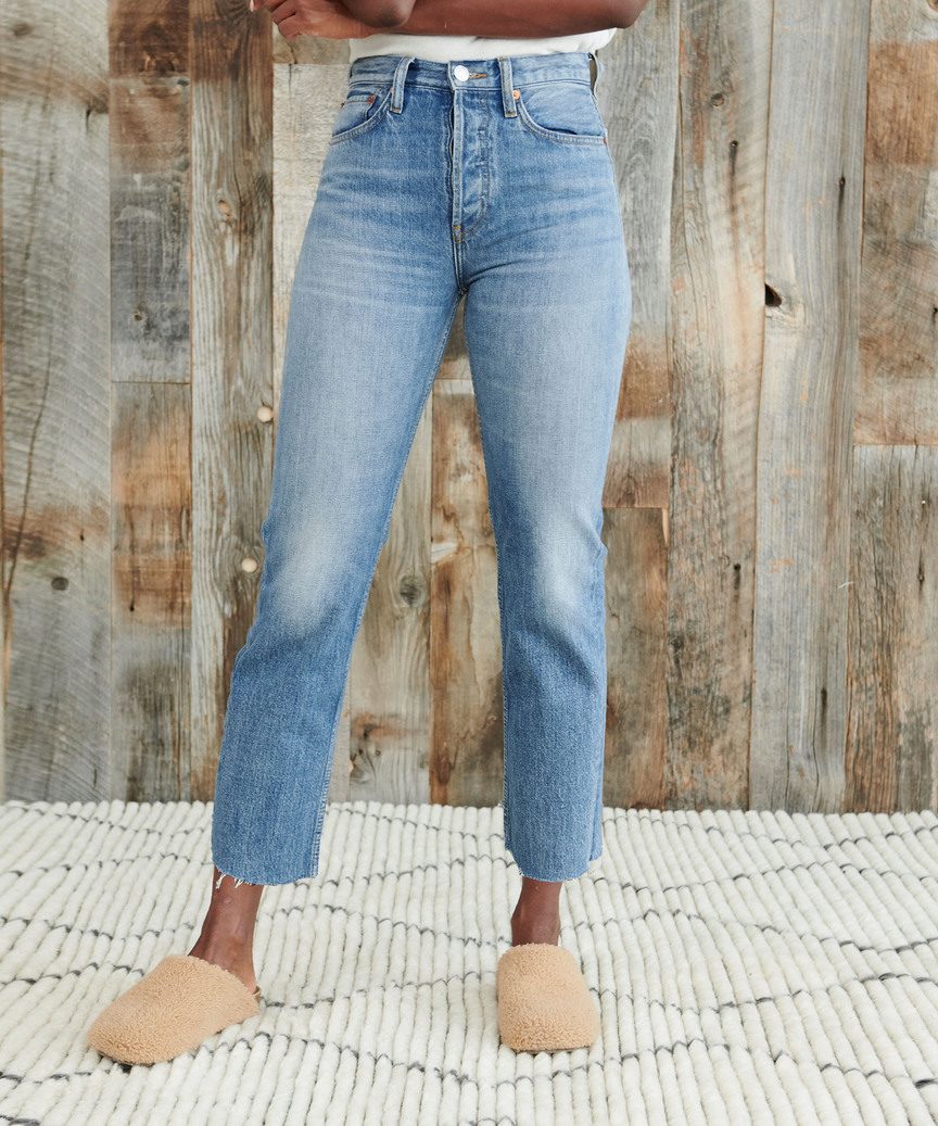 high rise stovepipe jeans