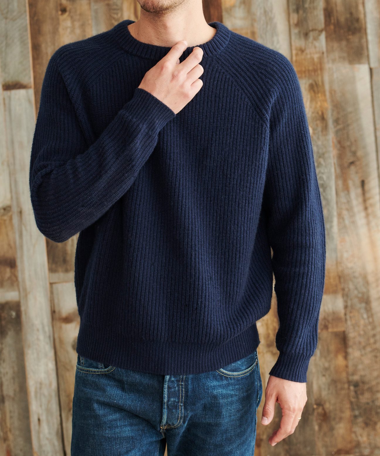 mens navy fisherman jumper
