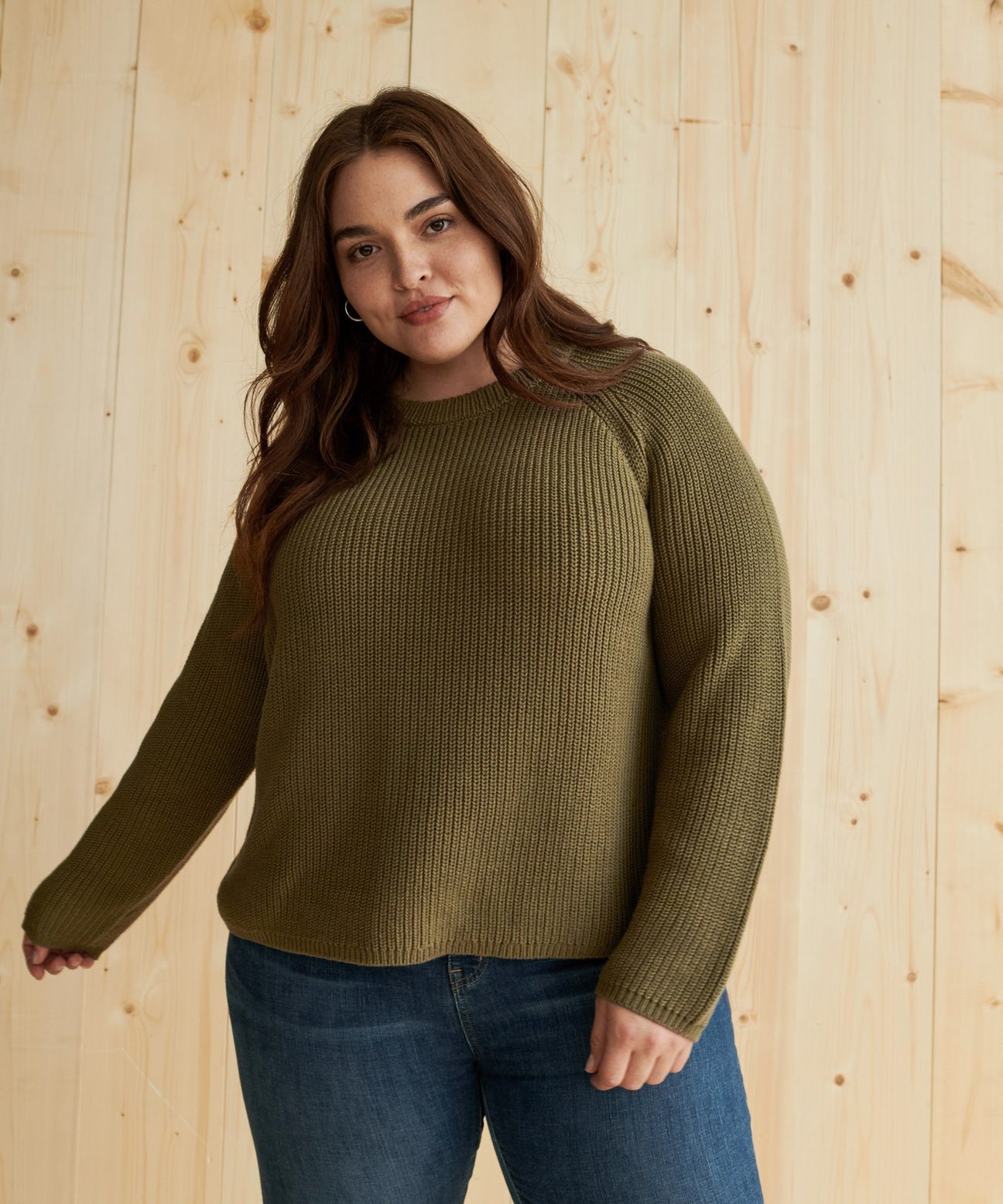 Cotton Fisherman Sweater - Olive | Jenni Kayne